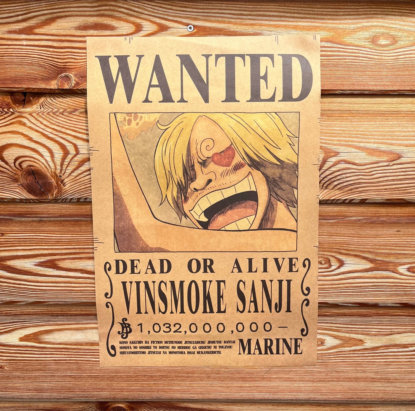 Affiche wanted Vinsmock Sanji 1,1 milliards de Berry ONE PIECE