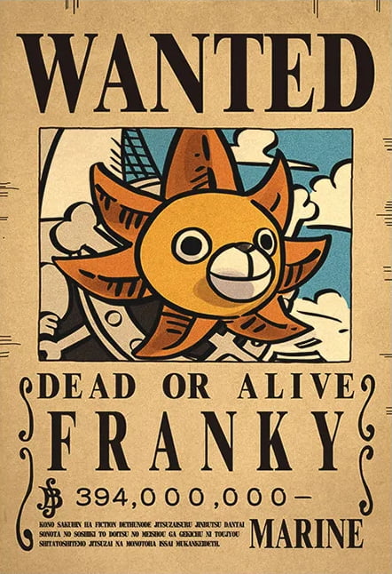 Affiche wanted Franky 394 millions de Berry ONE PIECE