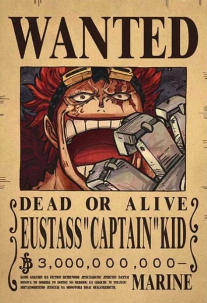 Affiche wanted Eustass Kid 3 milliards de berry ONE PIECE